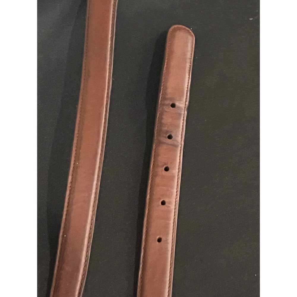 Dooney & Bourke Mens Brown Curried Bridle Leather Belt Brass Buckle Size 38 - Picture 5 of 5